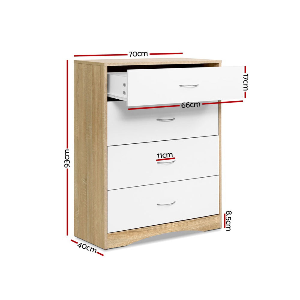 Burlin 4-Drawer Chest | White & Oak