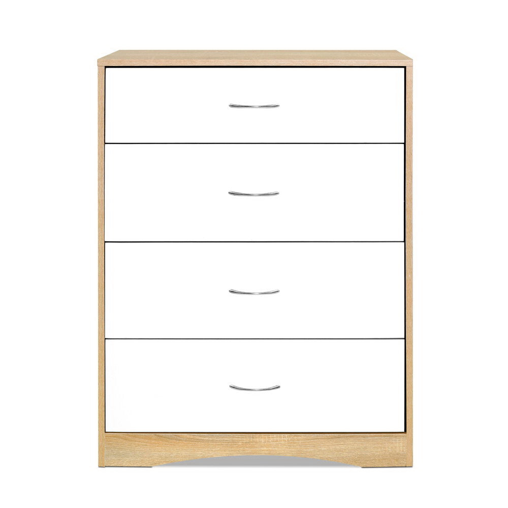 Burlin 4-Drawer Chest | White & Oak