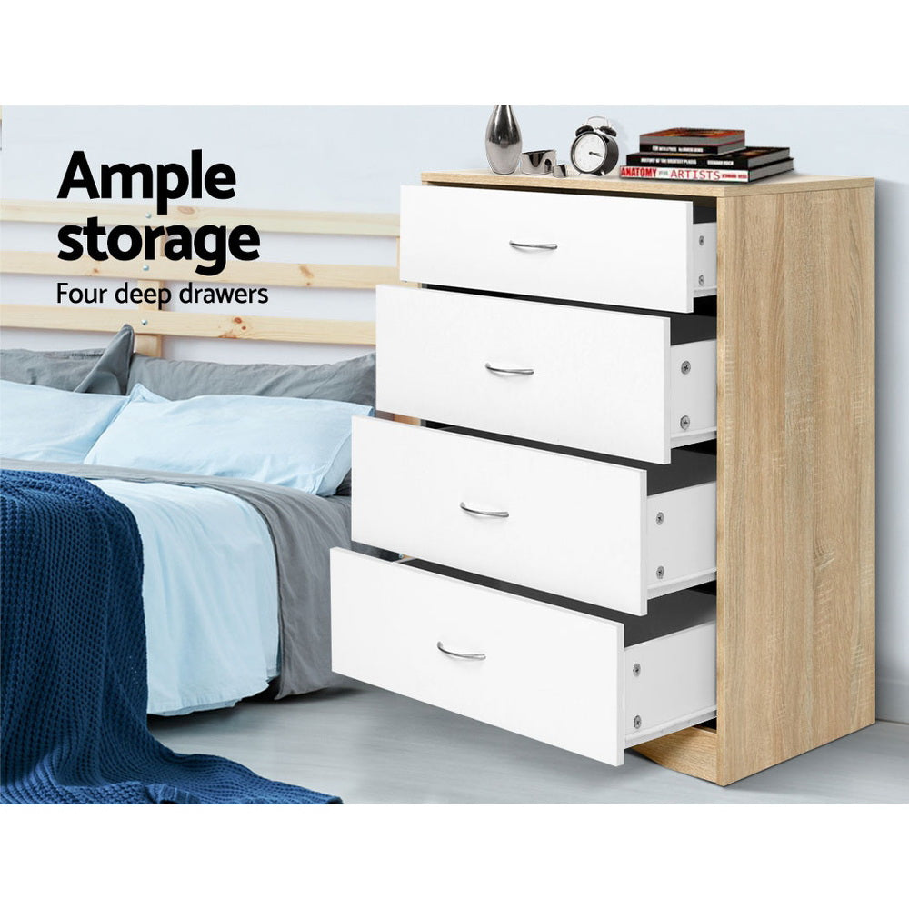 Burlin 4-Drawer Chest | White & Oak