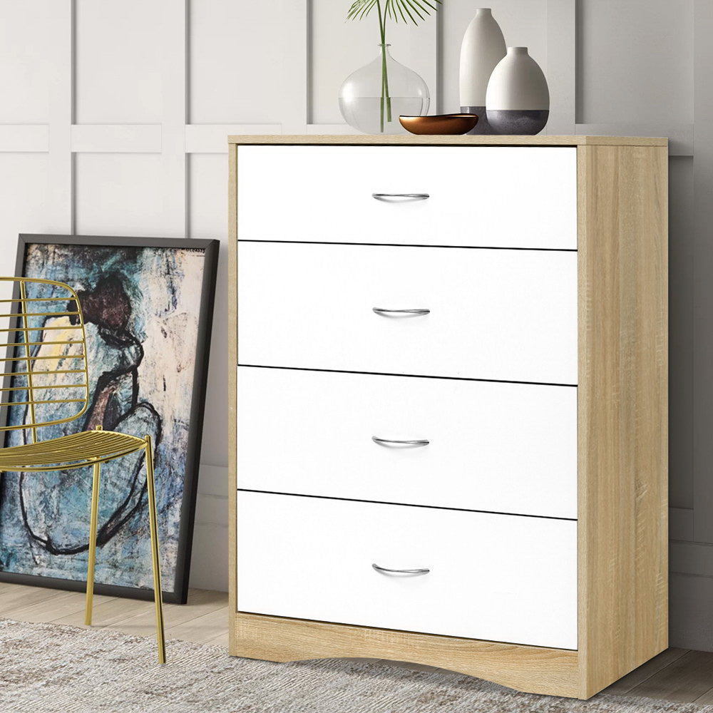 Burlin 4-Drawer Chest | White & Oak