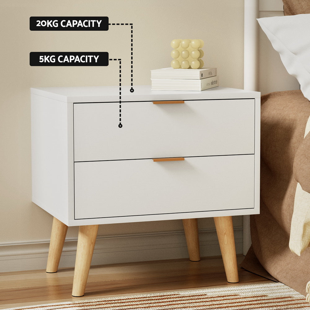 Eleganpine Bedside Table | White