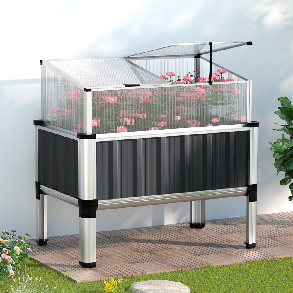 Raised Garden Bed 80x49x74cm Greenhouse Planter Box - Galvanised