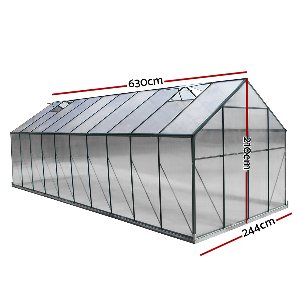 FlourishMaster Aluminium Greenhouse | 6.3x 2.44x 2.1M