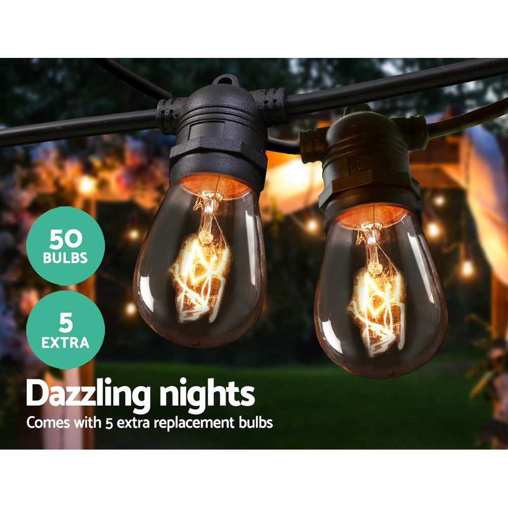 47m LED Festoon Sting Lights | 50 Bulbs