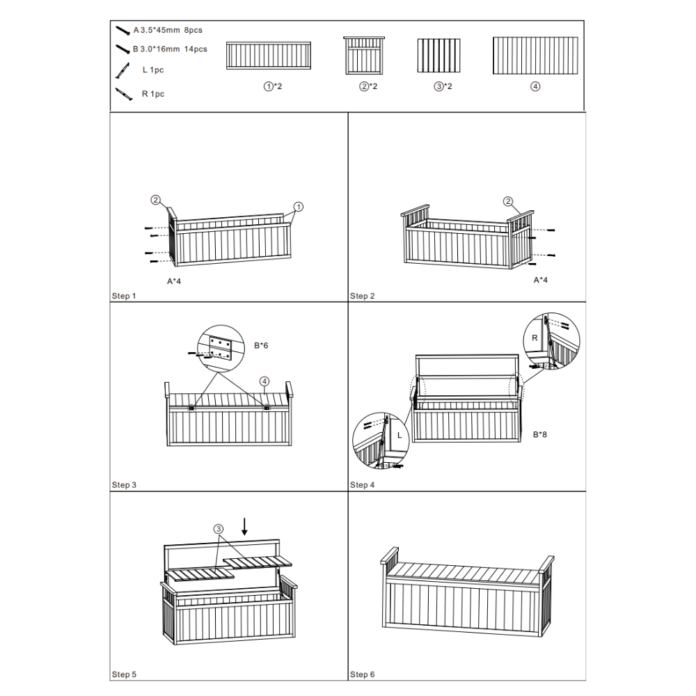 GardenGlow Storage Bench | White | 200L