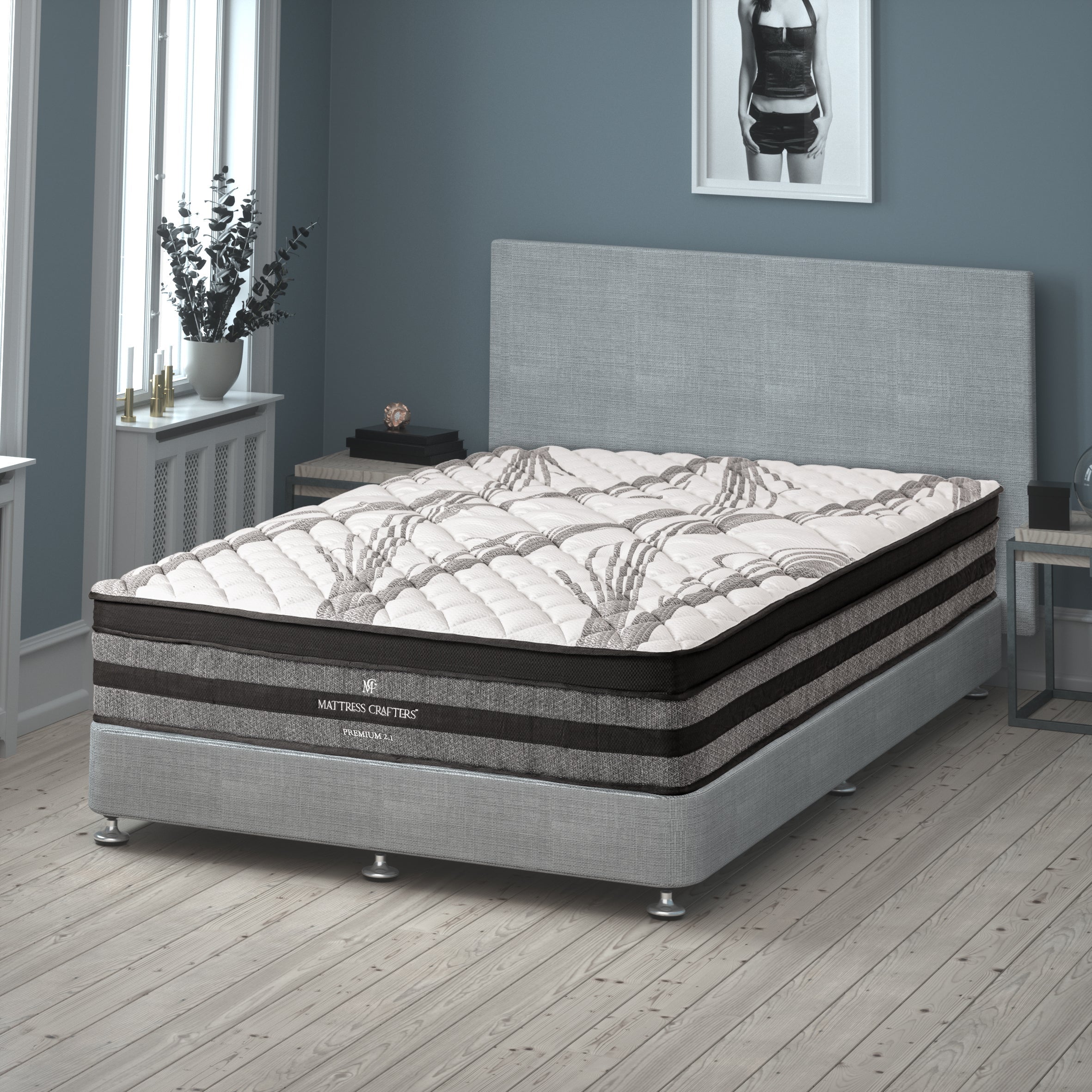 a mattress in a room
