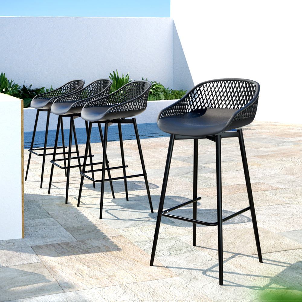 4x Strongly Outdoor Bar Stools | Black