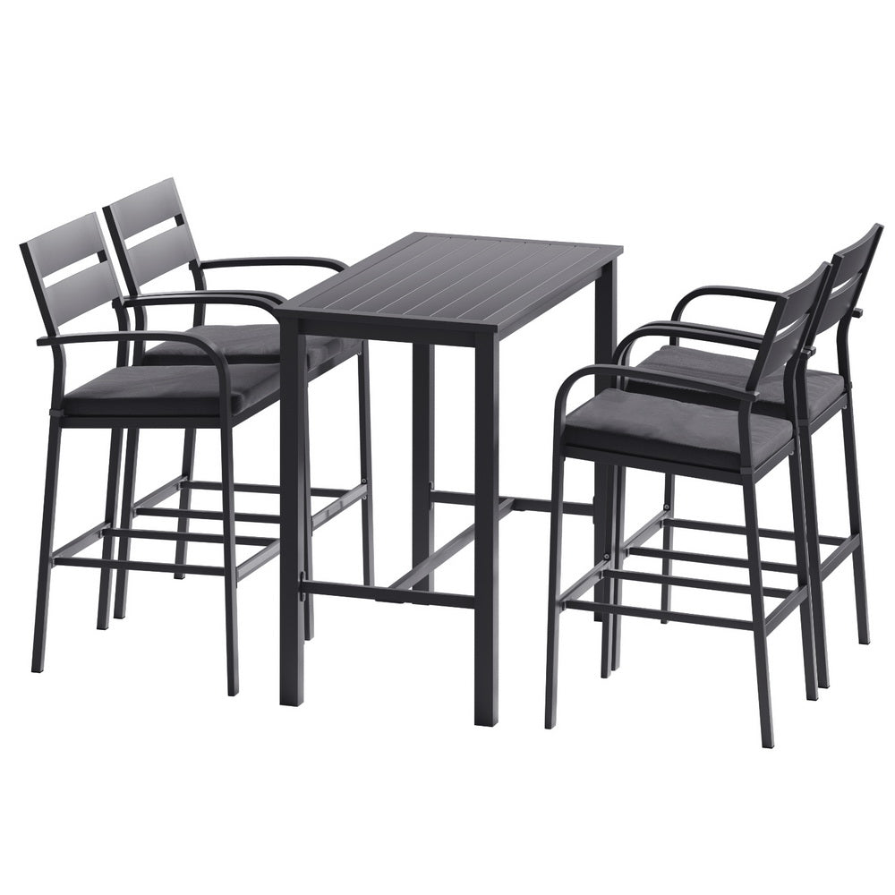 Outdoor 5-Piece Aluminium Patio Bar Set | Dark Grey