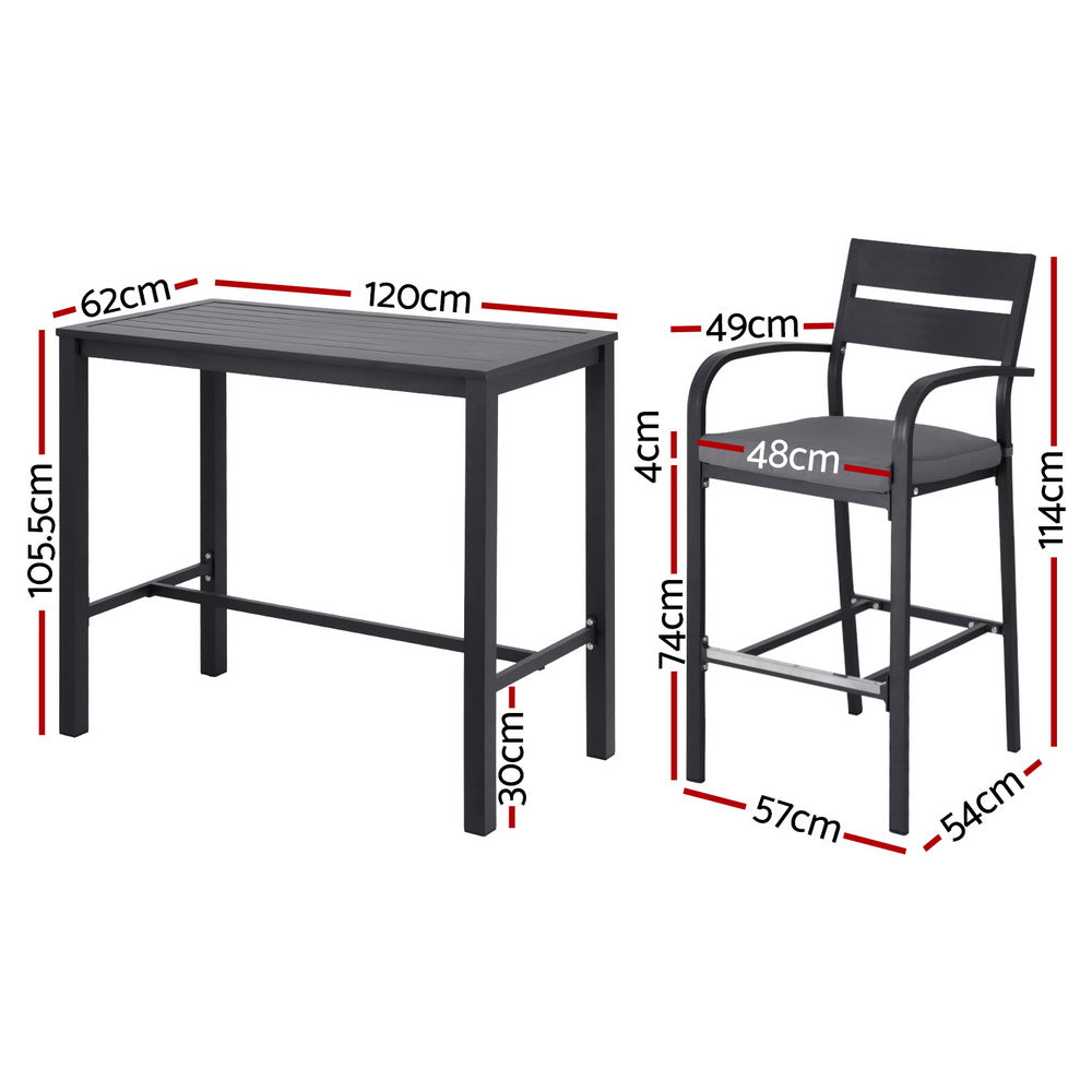 Outdoor 5-Piece Aluminium Patio Bar Set | Dark Grey