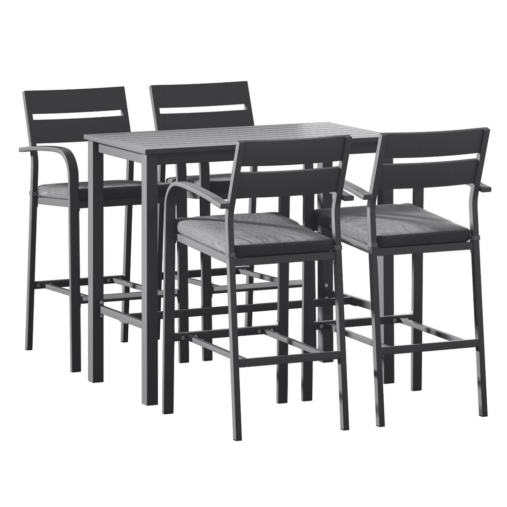 Outdoor 5-Piece Aluminium Patio Bar Set | Dark Grey