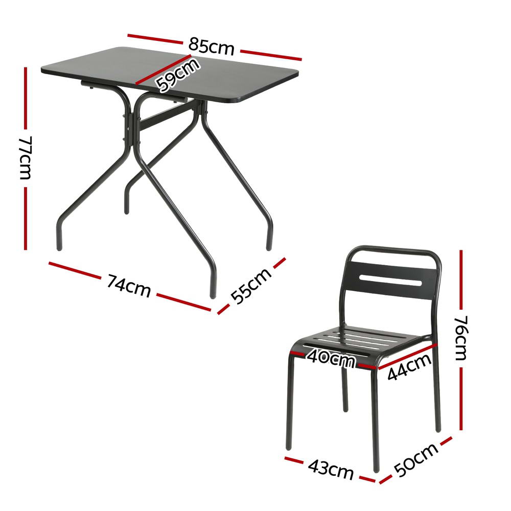 Steelray Outdoor Patio Bistro Set | Black