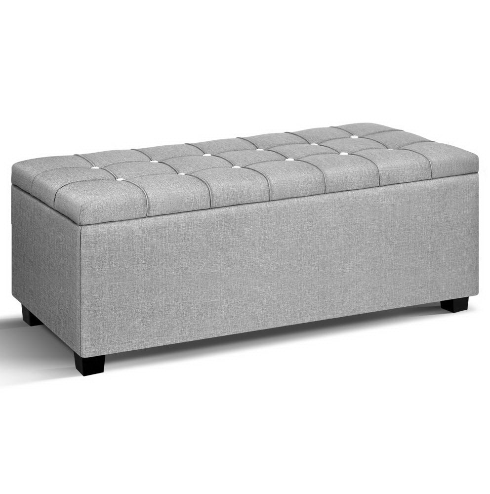 Chic Haven Storage Ottoman | Light Grey | 97cm