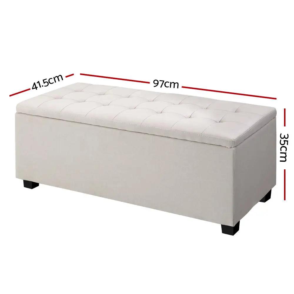 Chic Haven Storage Ottoman | Beige | 97cm