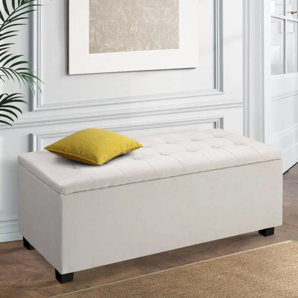 Chic Haven Storage Ottoman | Beige | 97cm