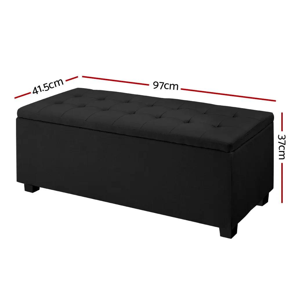 Chic Haven Storage Ottoman | Black | 97cm