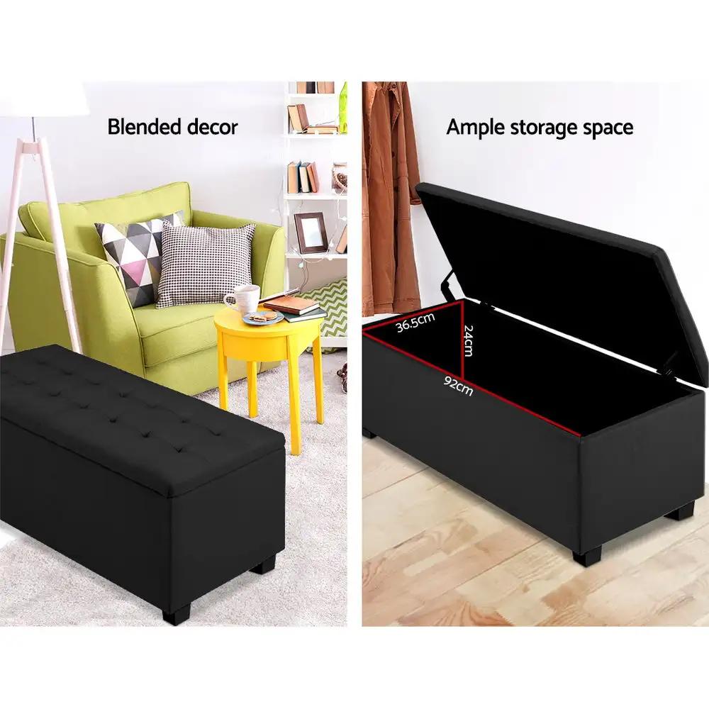 Chic Haven Storage Ottoman | Black | 97cm