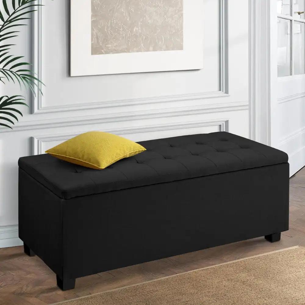 Chic Haven Storage Ottoman | Black | 97cm