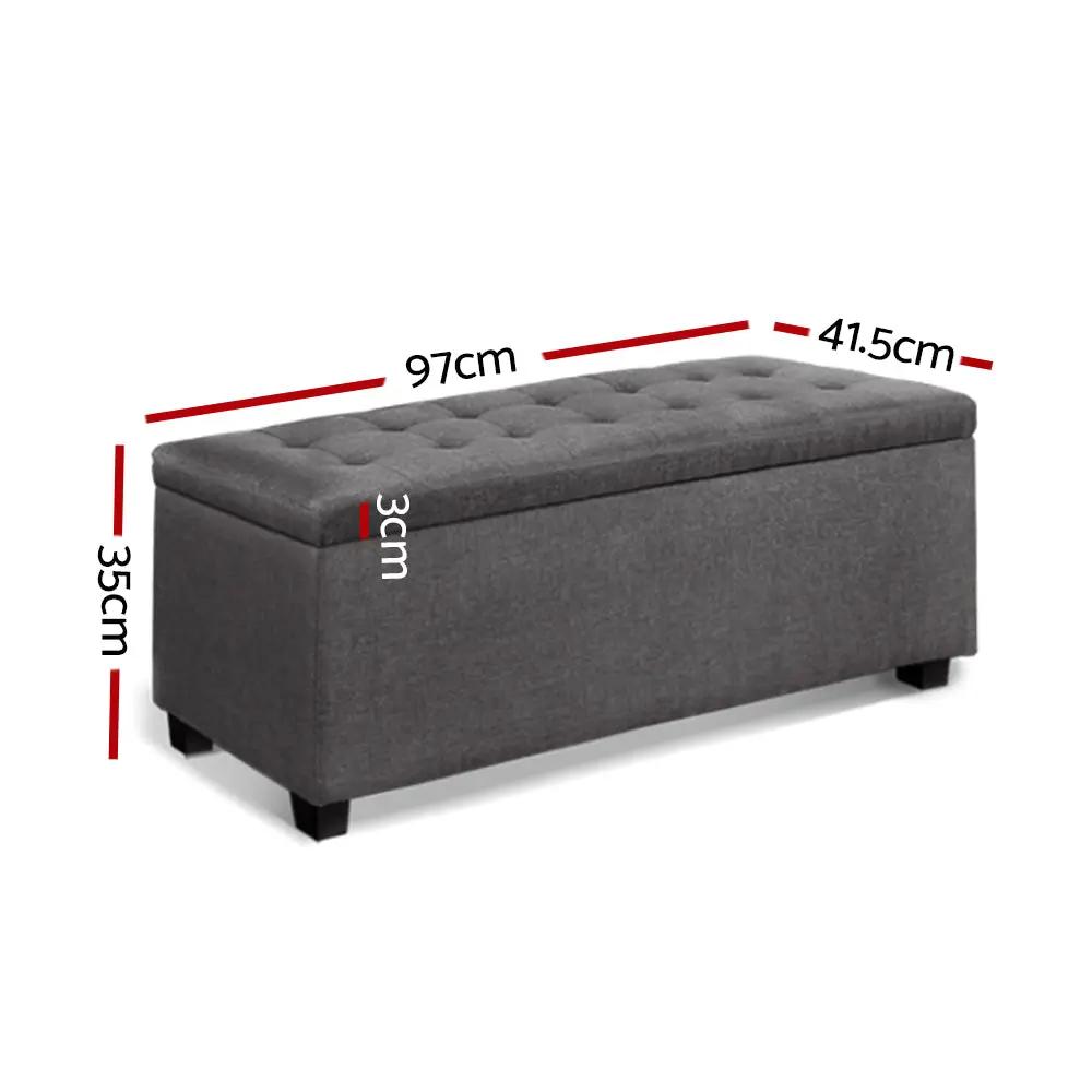 Chic Haven Storage Ottoman | Grey | 97cm