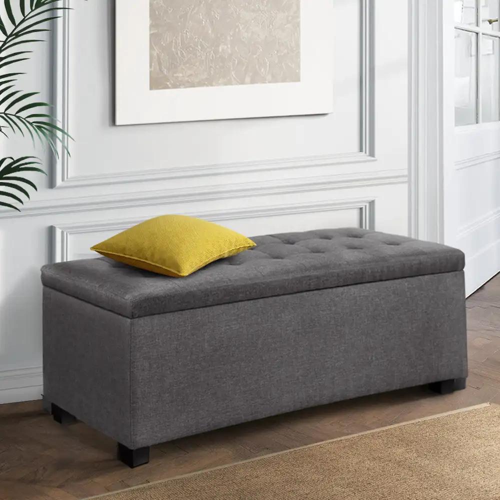 Chic Haven Storage Ottoman | Grey | 97cm