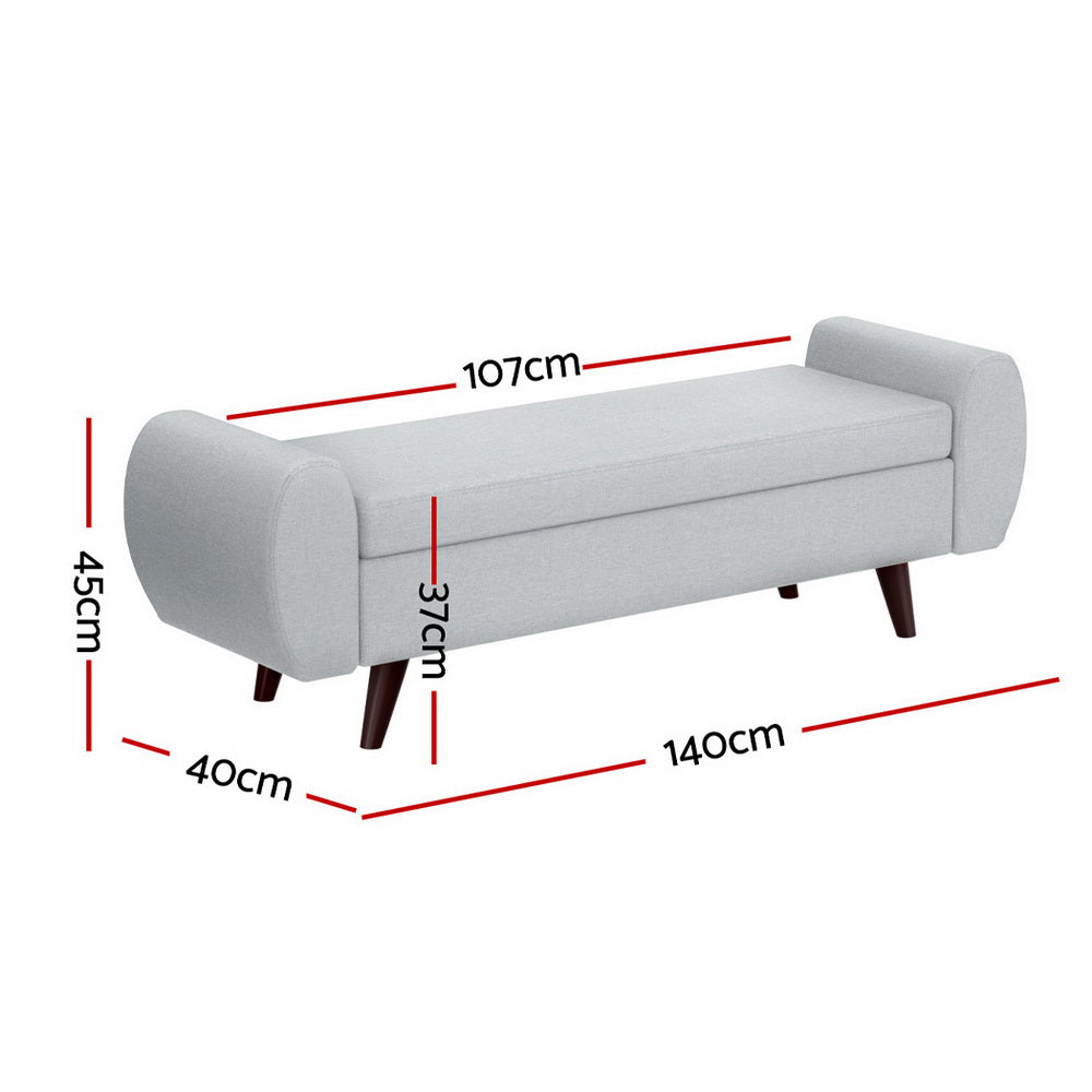 Luxe Storage Ottoman | Grey | 140cm