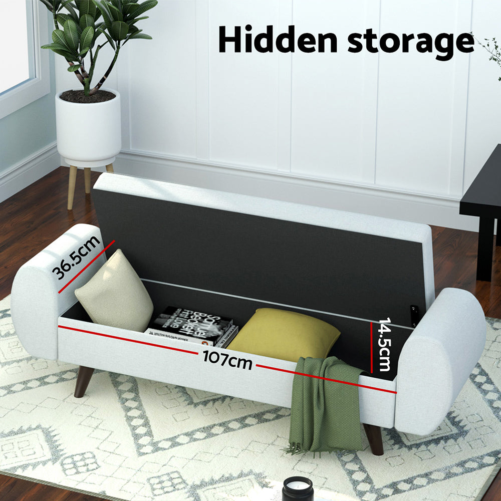 Luxe Storage Ottoman | Grey | 140cm