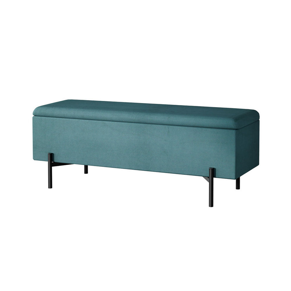 Luxe Velvet Storage Ottoman | Velvet Green | 140cm