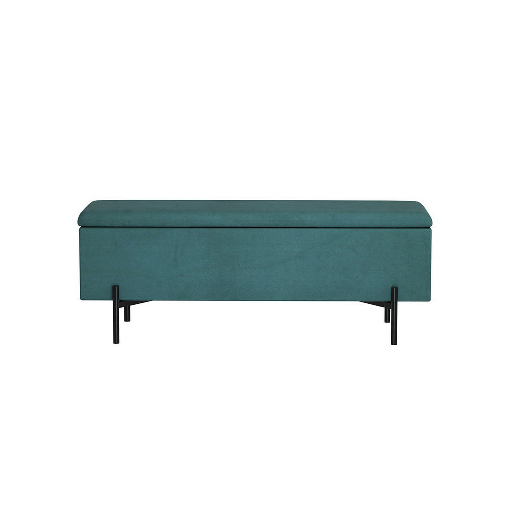 Luxe Velvet Storage Ottoman | Velvet Green | 140cm