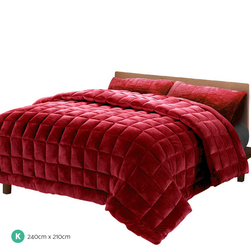 King Luxe Faux Mink Quilt | Burgundy