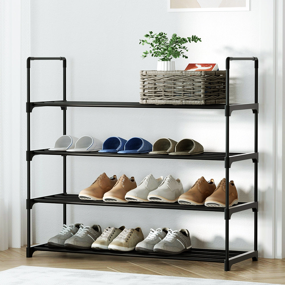 MetalLuxe 4-tier Shoe Rack (16 Pairs) | Black