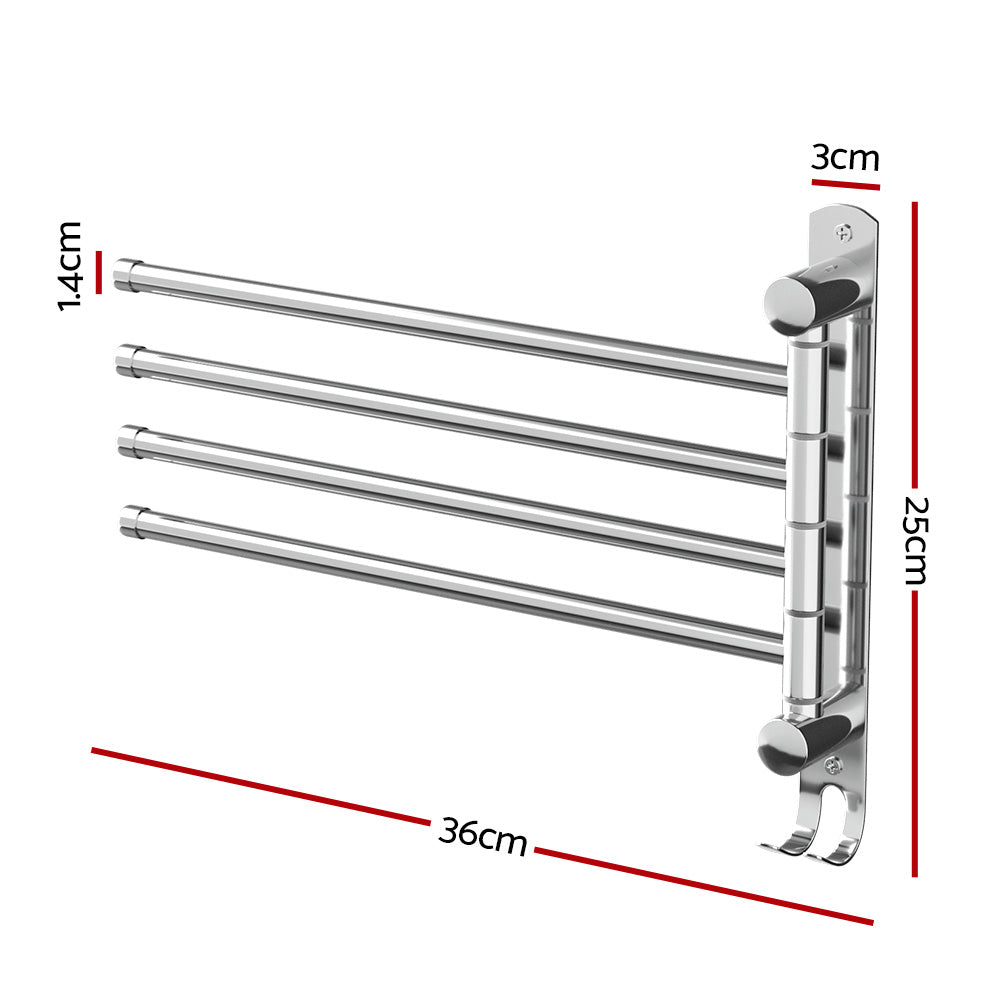 Functional Stainless Steel Towel Rack with 4 Bars