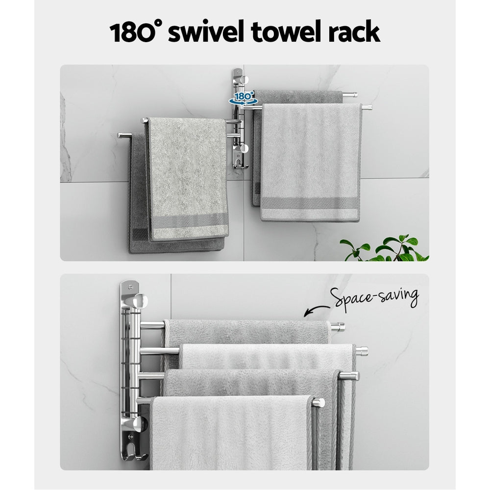 Functional Stainless Steel Towel Rack with 4 Bars