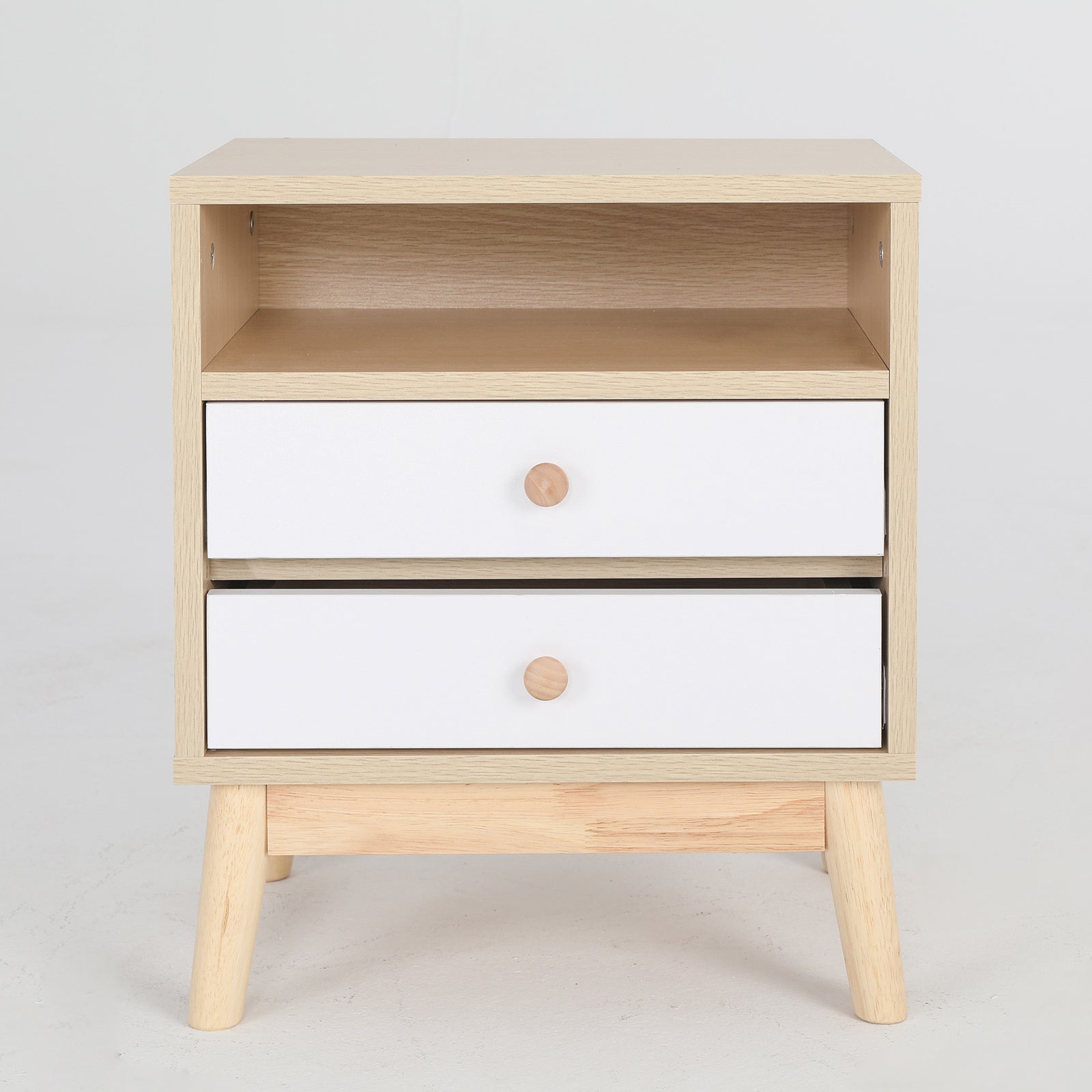 Classic Serenity Bedside Table | Oak & White