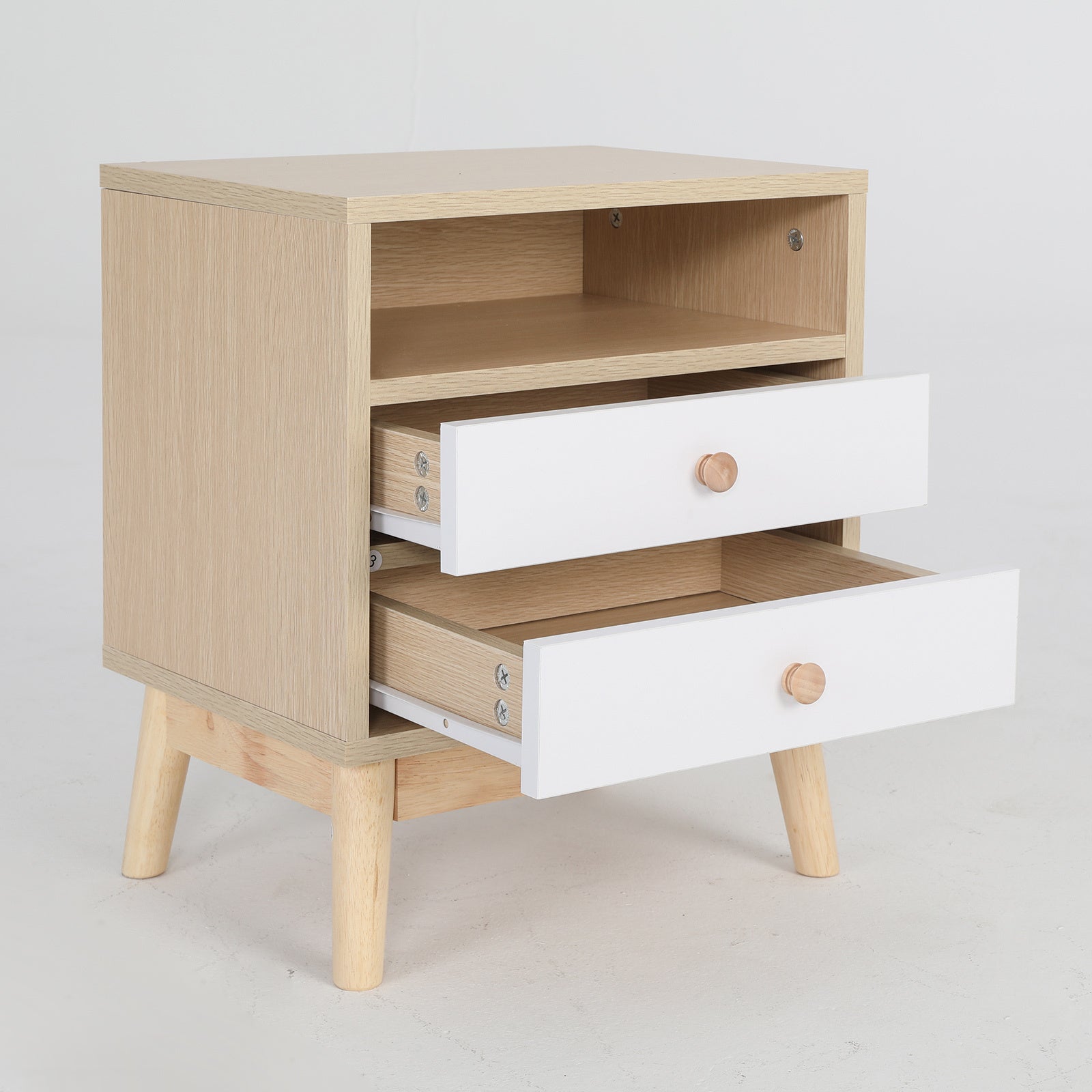 Classic Serenity Bedside Table | Oak & White