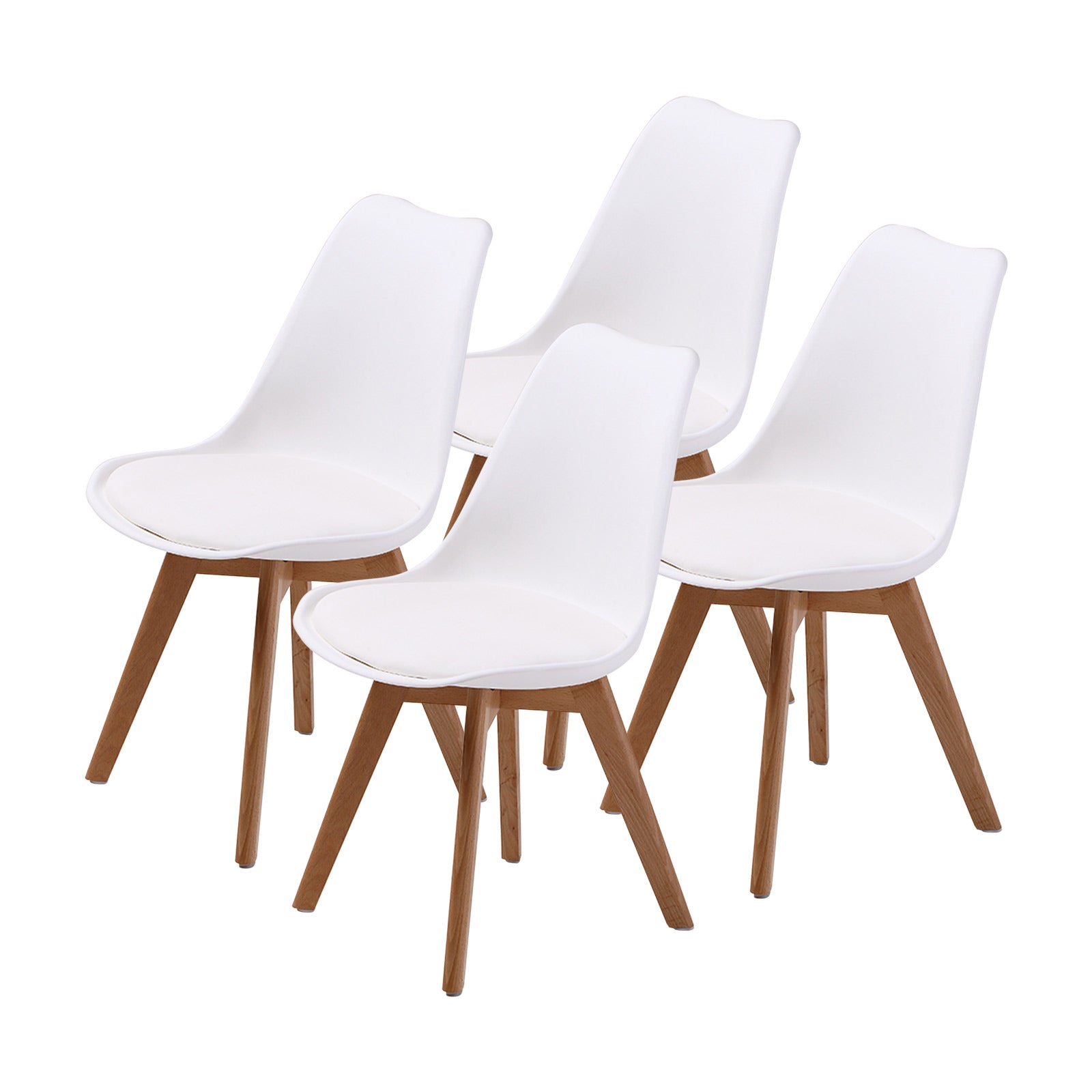 4X Retro Padded Leather Dining Chairs | White