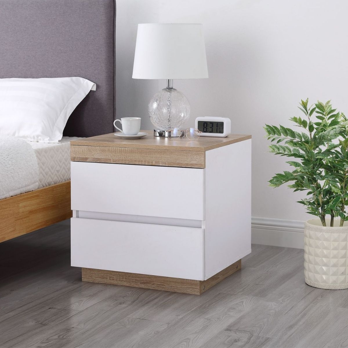 CoastalCharm Bedside Table | White & Oak