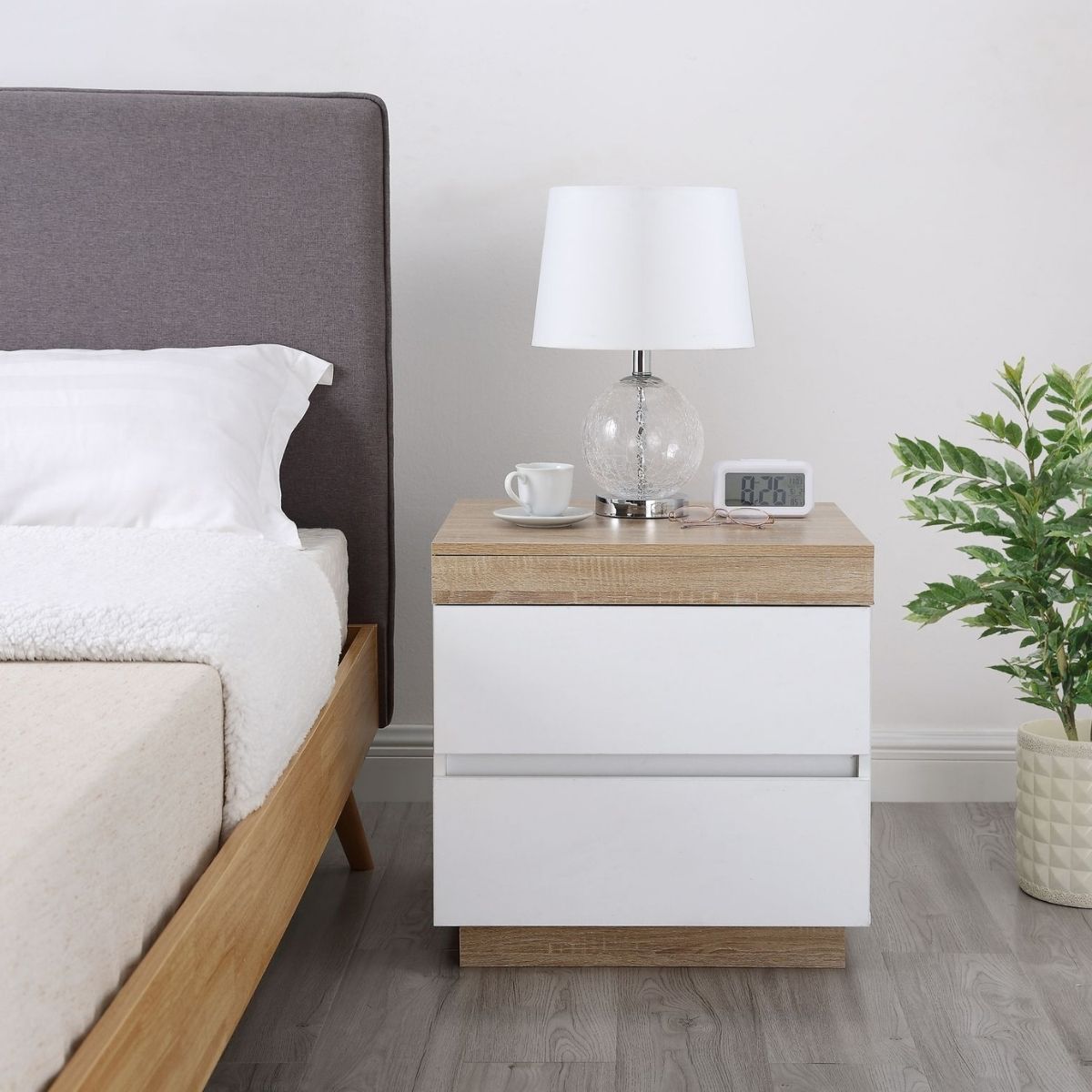 CoastalCharm Bedside Table | White & Oak