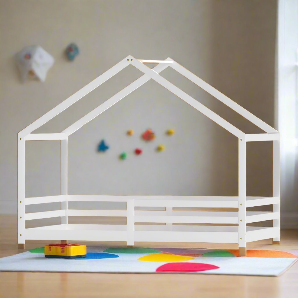 Single (White) Wooden Kids House Bed Frame | Magical Haven