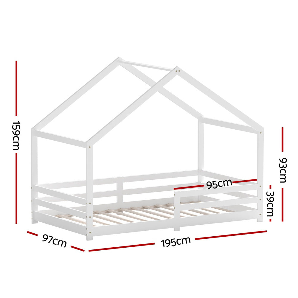 Single (White) Wooden Kids House Bed Frame | Magical Haven