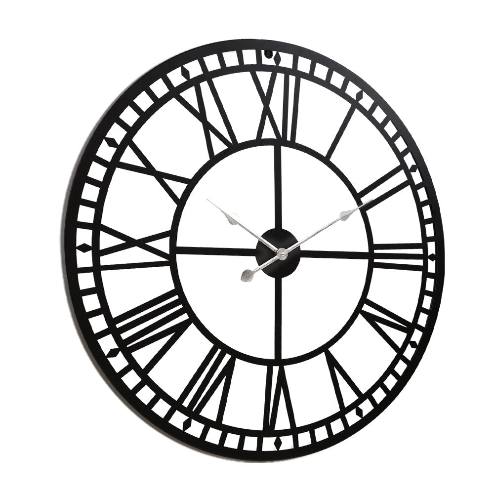 Metal Roman Numerals Wall Clock (60cm) | Black