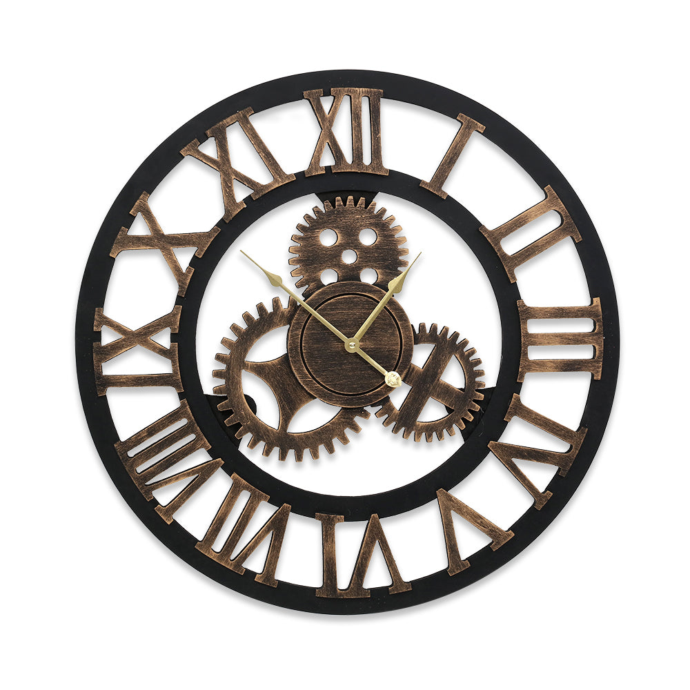 Retro Roman Numerals Wall Clock (60cm) | Brown