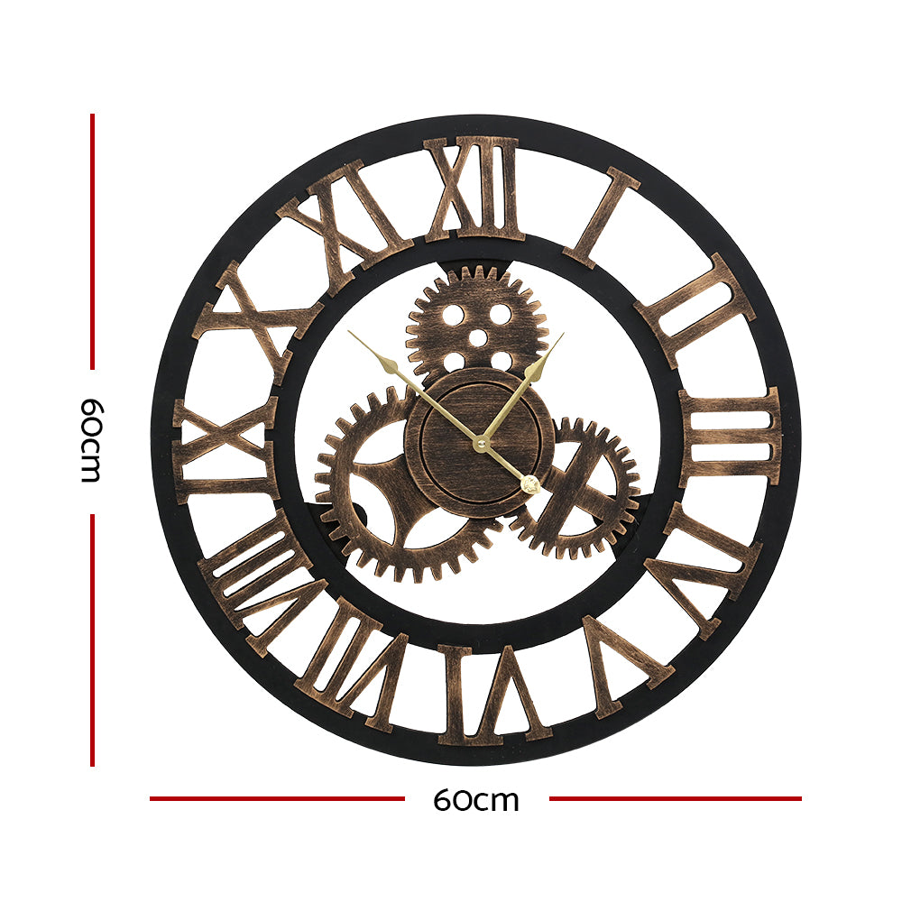 Retro Roman Numerals Wall Clock (60cm) | Brown