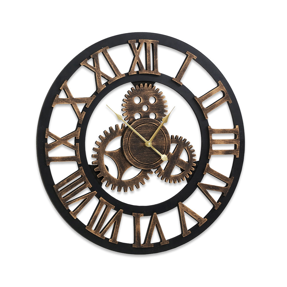 Retro Roman Numerals Wall Clock (60cm) | Brown