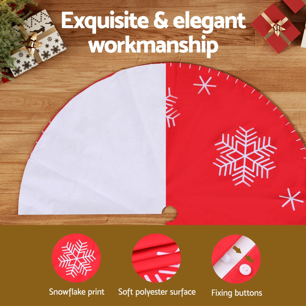 Red Snowflake Christmas Tree Skirt | 90cm