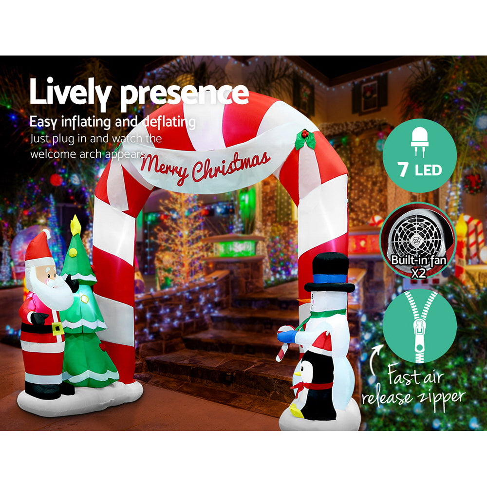 Santa & Snowman Christmas Inflatable Archwary