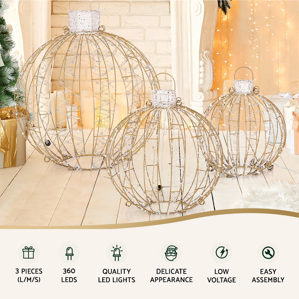 360 LED Fairy Light Ball Decorations Set (3pcs)