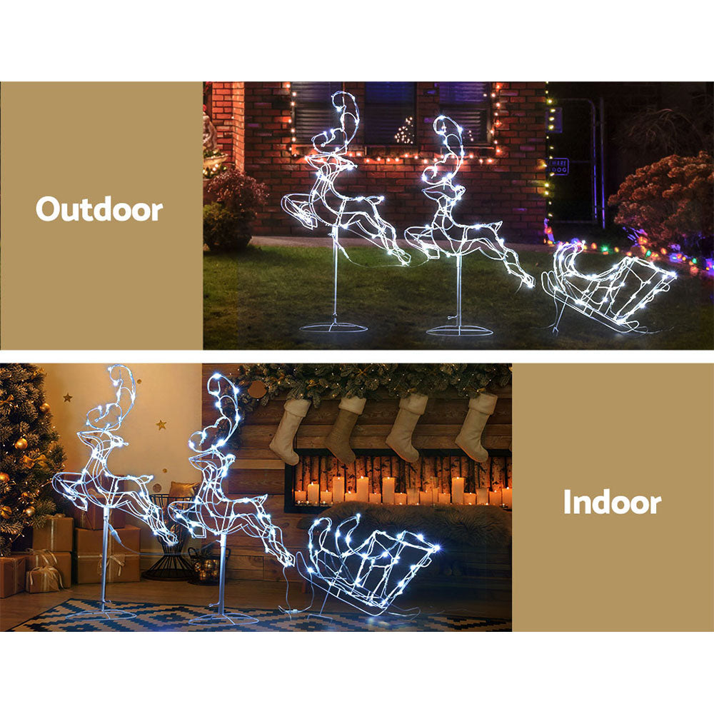 LED Reindeer Sleigh Christmas Lights