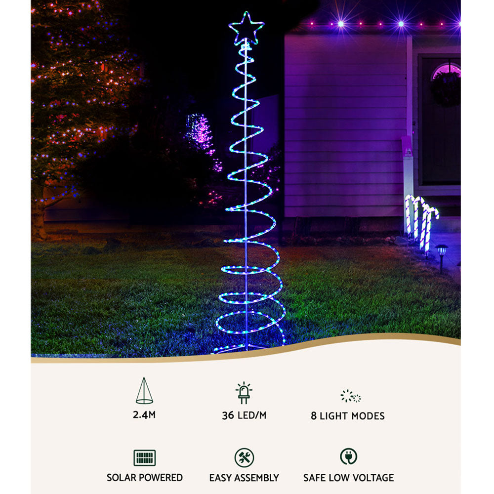 Solar Outdoor LED Christmas Tree Lights | 2.4m