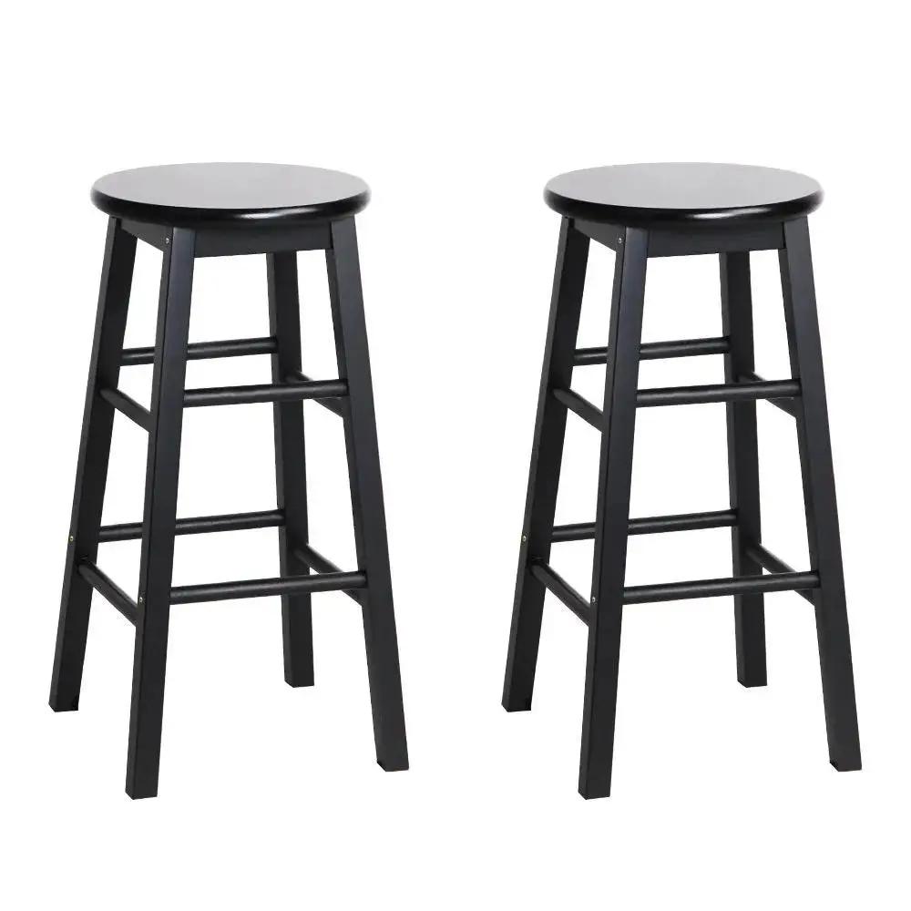 2x BeechWood Round Kitchen Stools | Black