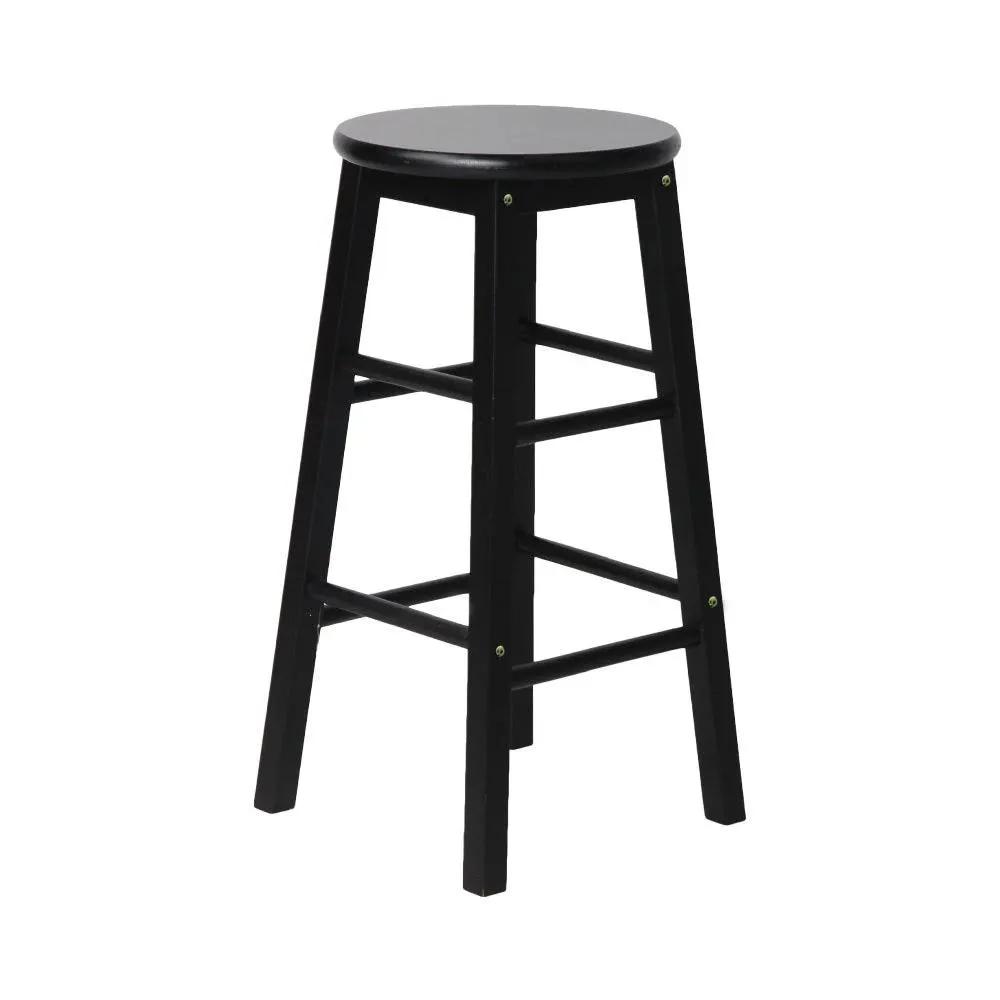 2x BeechWood Round Kitchen Stools | Black