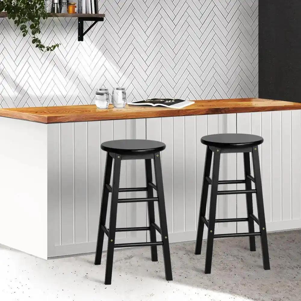 2x BeechWood Round Kitchen Stools | Black